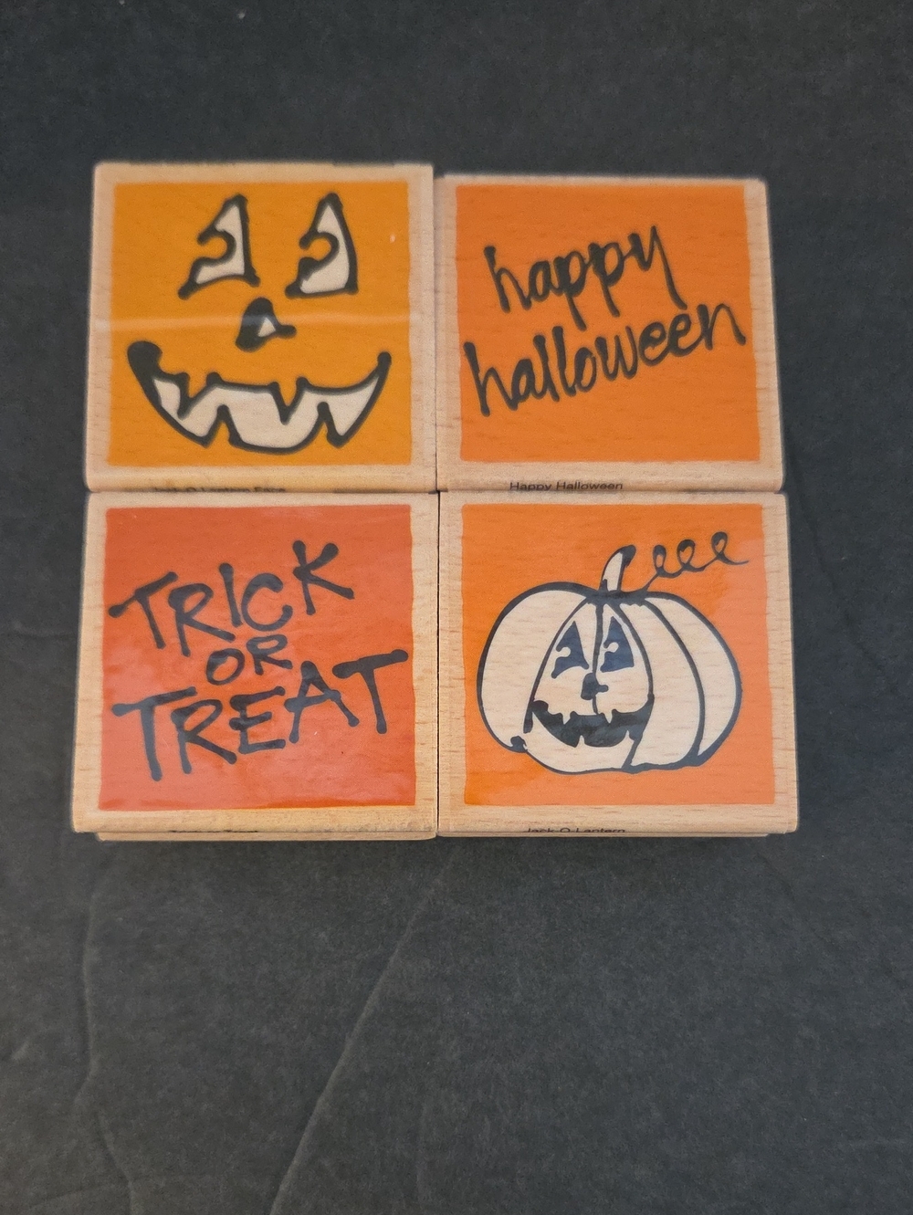 Halloween Pumpkin Wood Stamp Set - 4 Stamps